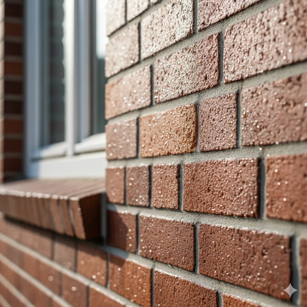 Saubere Klinkerfassade nach professioneller Reinigung