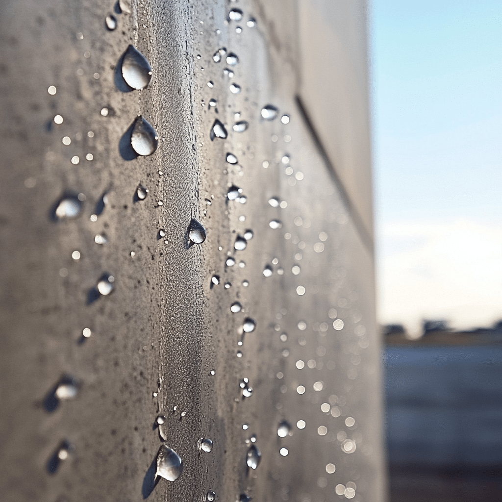 Hausfassade mit Wassertropfen - Hydrophobierung